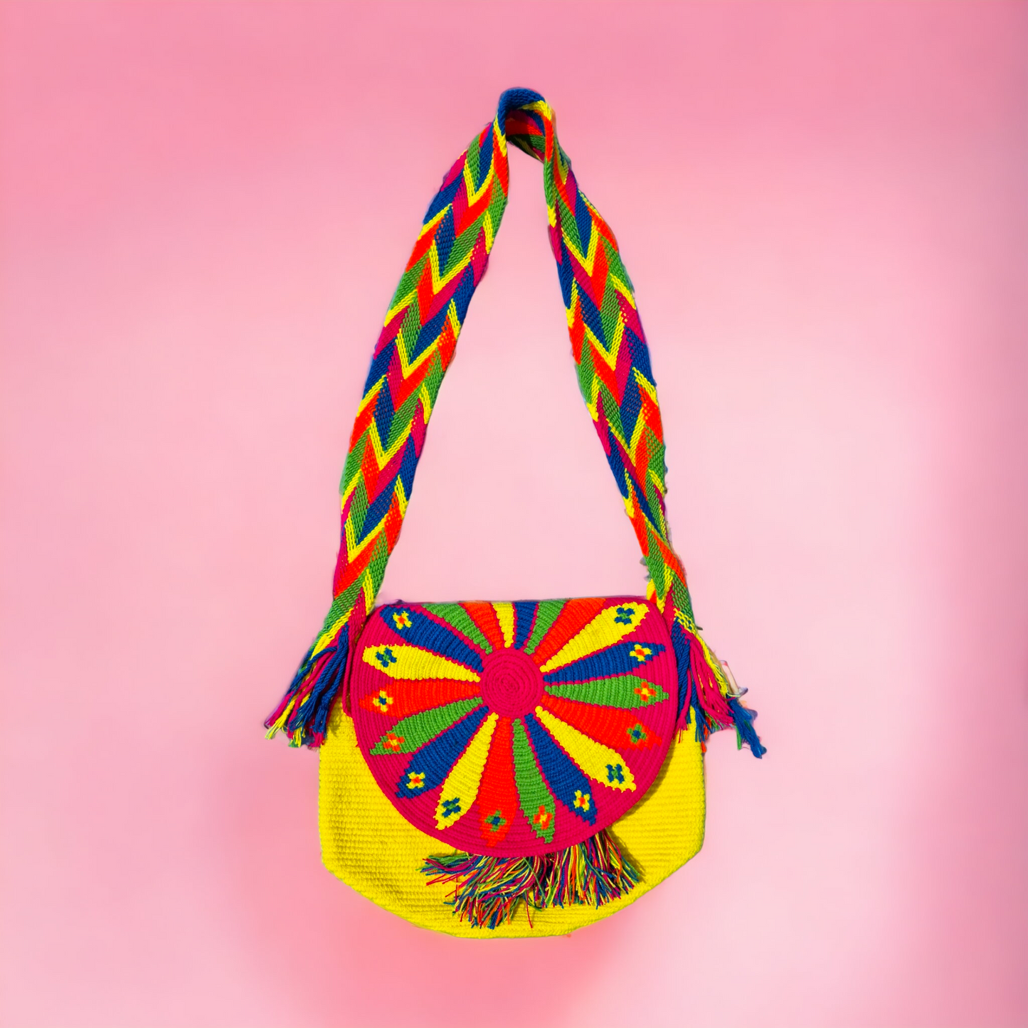 Mochila Wayuu Tasche Unicolor - Handgemachte farbenfrohe Tasche-Umhängetasche