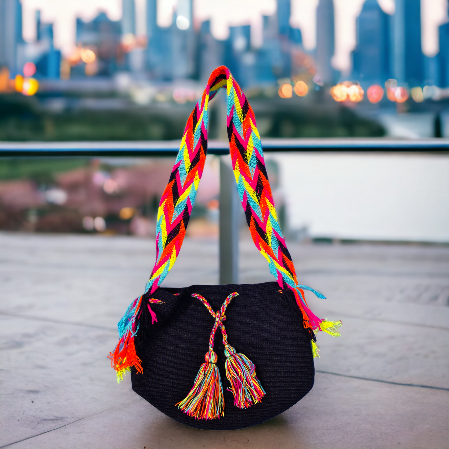 Mochila Wayuu Tasche Unicolor - Handgemachte farbenfrohe Tasche-Umhängetasche
