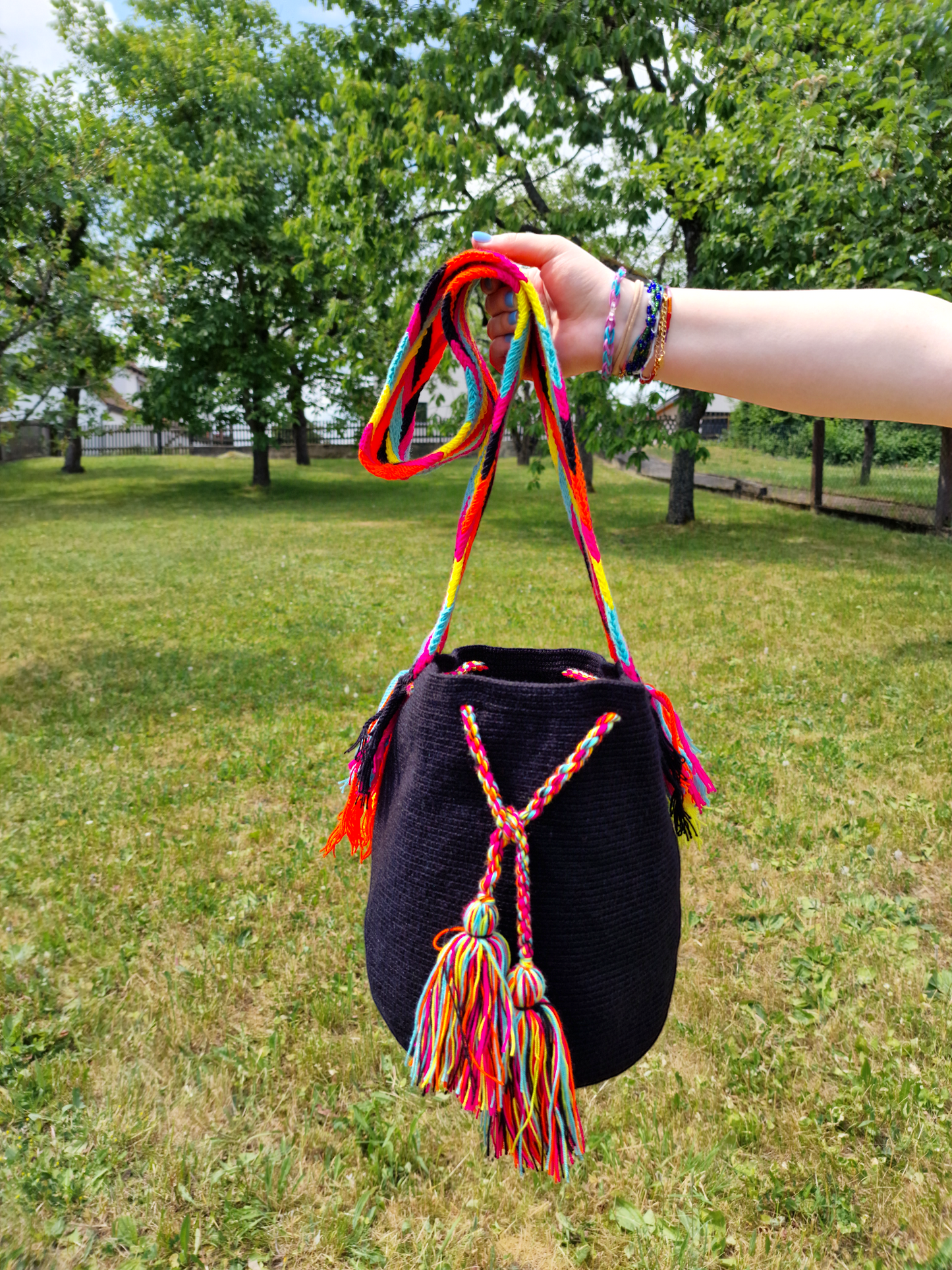 Mochila Wayuu Tasche Unicolor - Handgemachte farbenfrohe Tasche-Umhängetasche