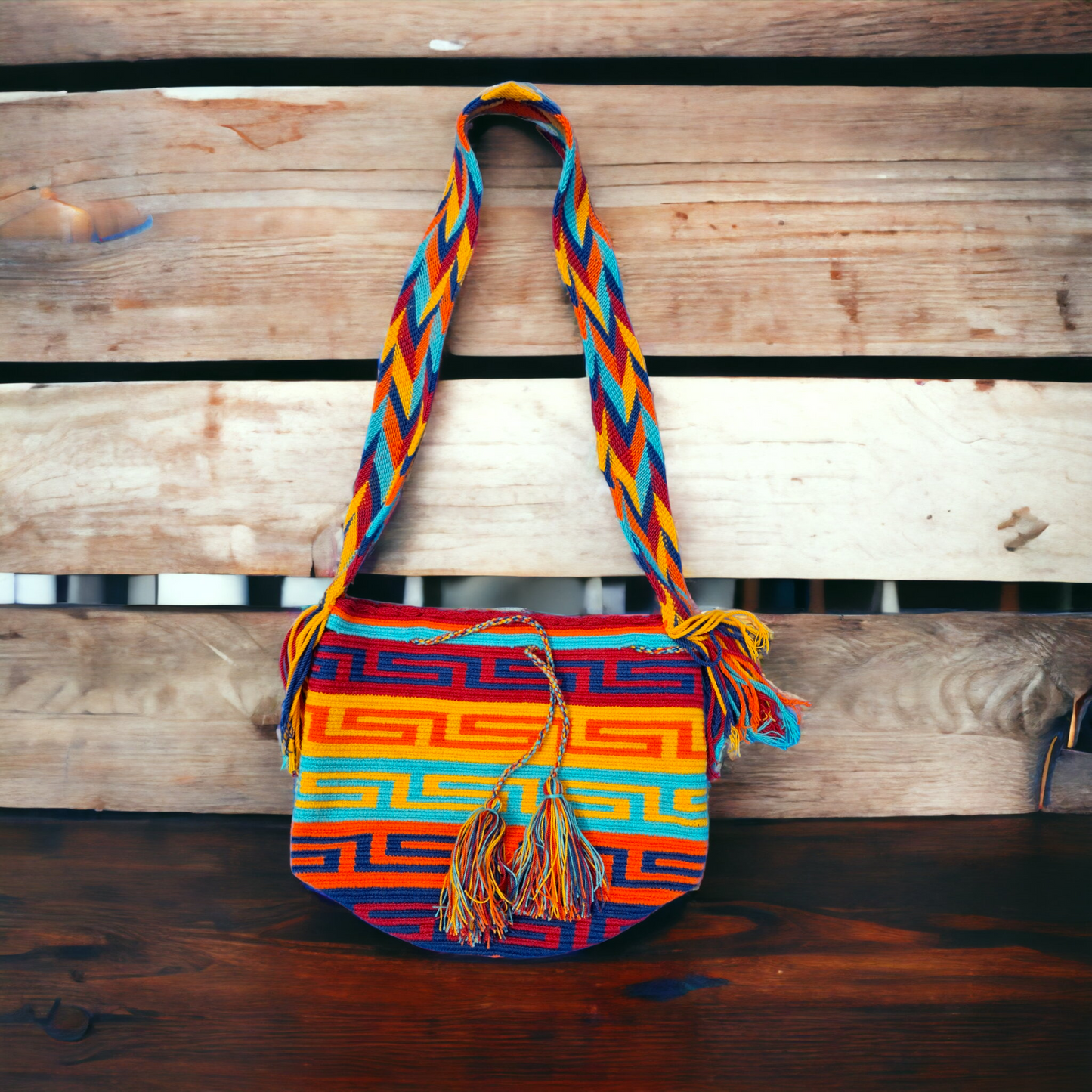 Mochila Wayuu Tasche Multicolor - Handgemachte farbenfrohe Tasche-Umhängetasche.