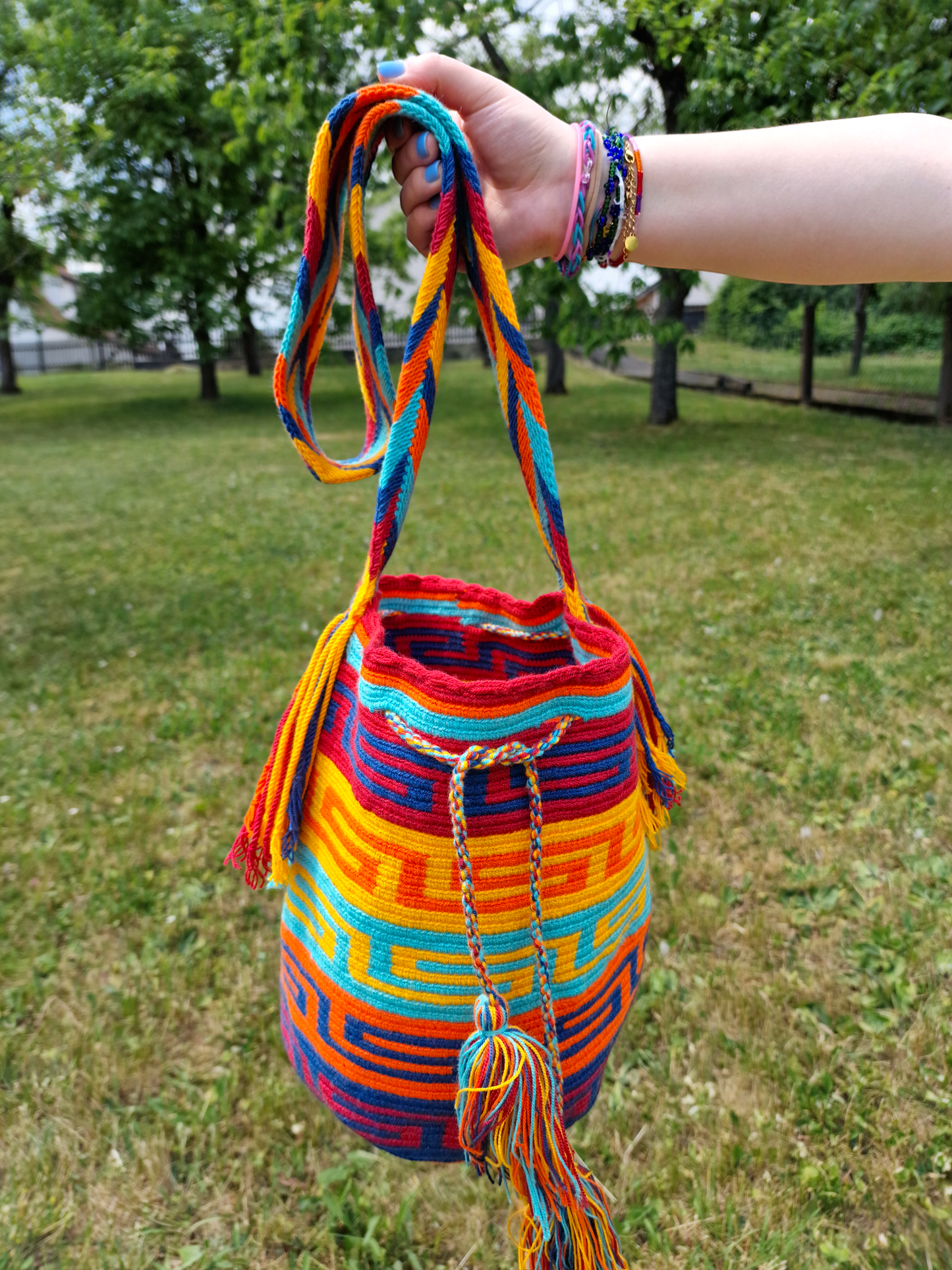 Mochila Wayuu Tasche Multicolor - Handgemachte farbenfrohe Tasche-Umhängetasche.