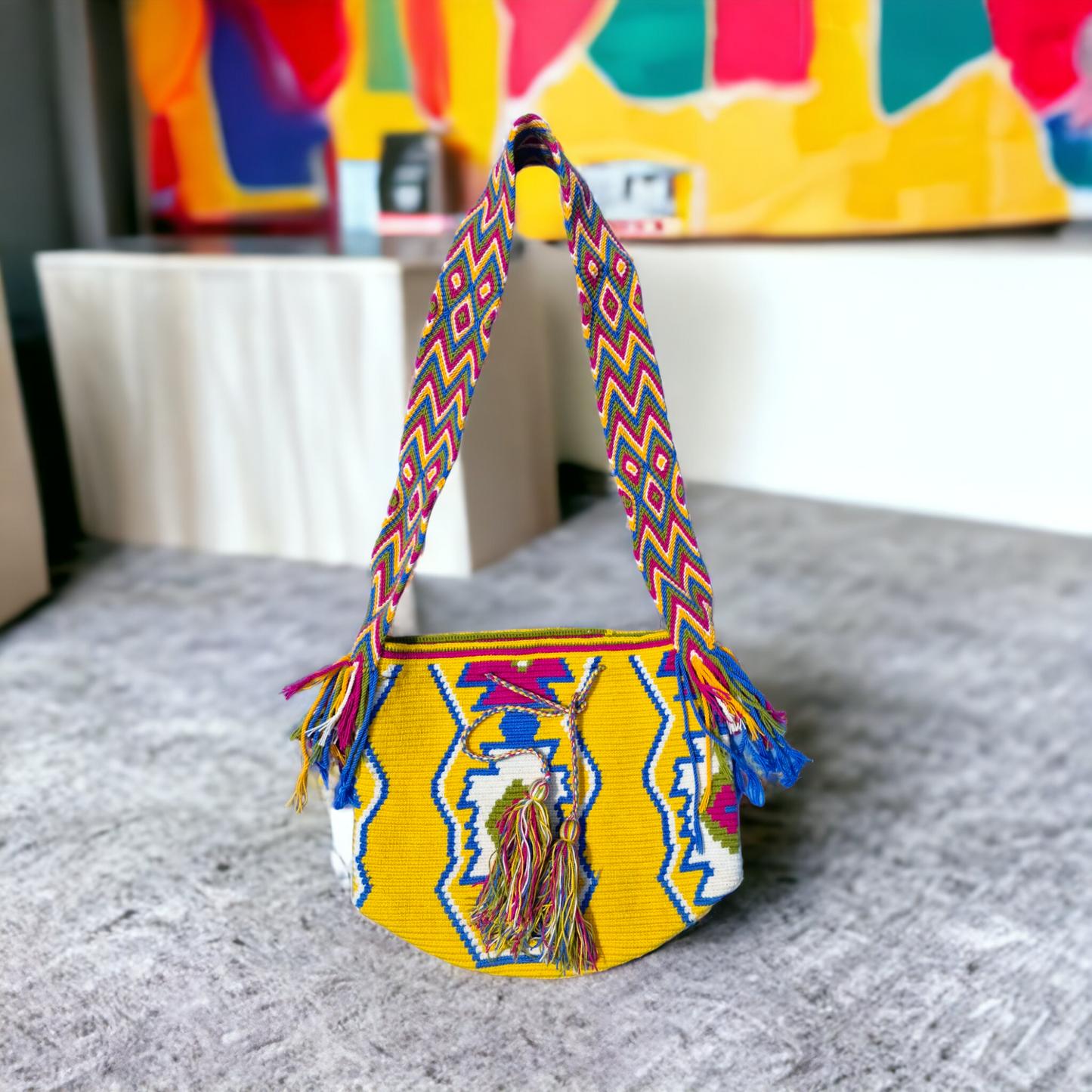 Mochila Wayuu Tasche Multicolor - Handgemachte farbenfrohe Tasche-Umhängetasche