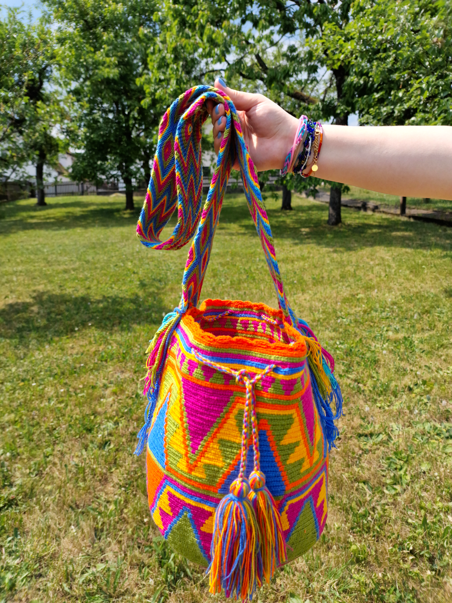 Mochila Wayuu Tasche Multicolor - Handgemachte farbenfrohe Tasche-Umhängetasche.