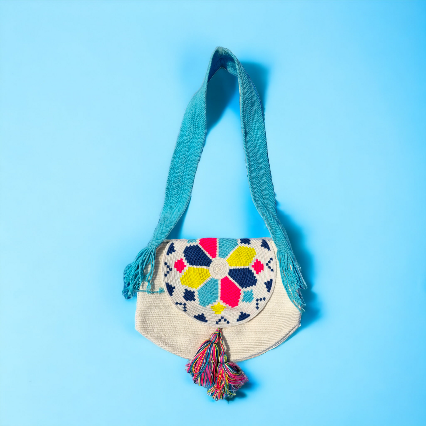 Mochila Wayuu Tasche Unicolor - Handgemachte farbenfrohe Tasche-Umhängetasche