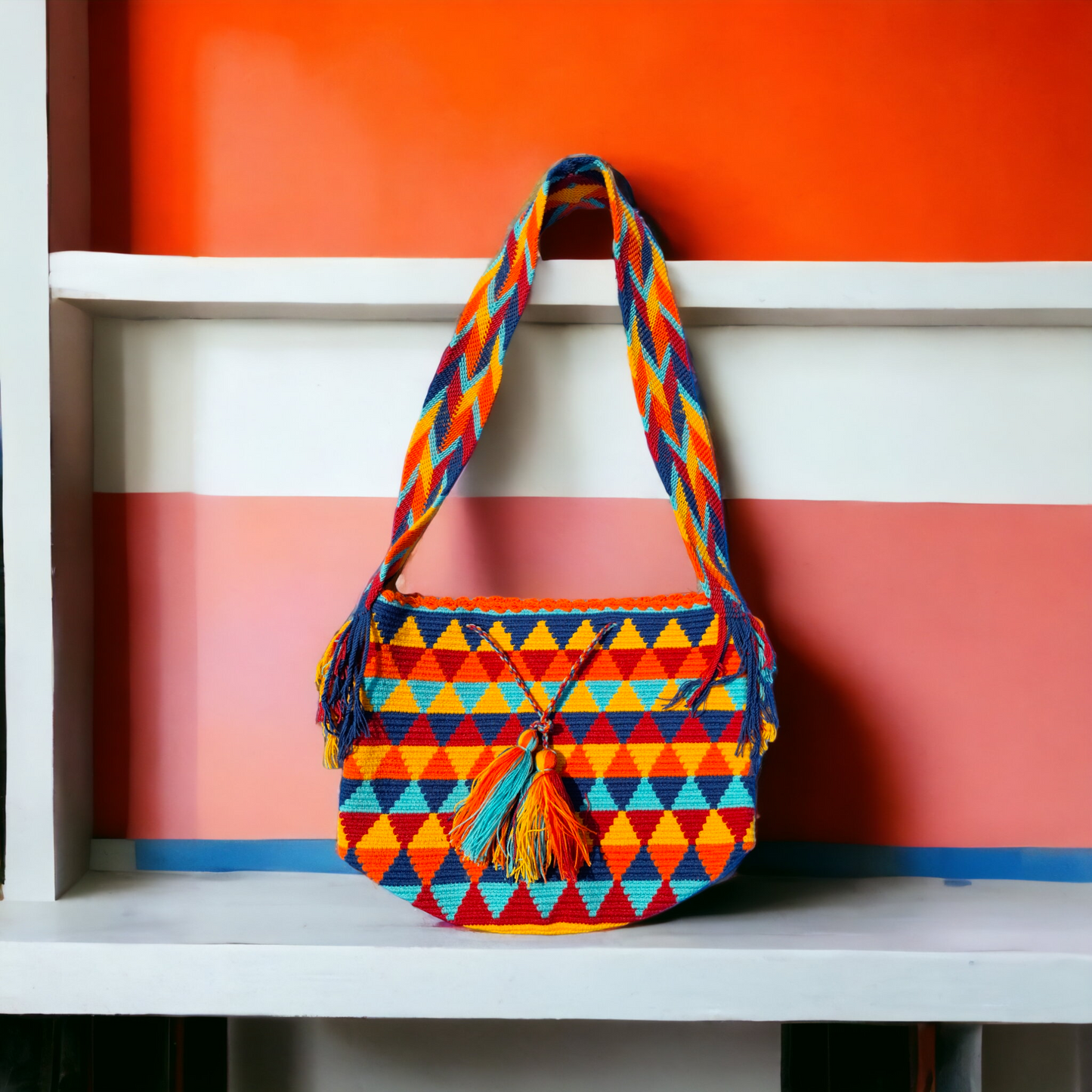 Mochila Wayuu Tasche Multicolor - Handgemachte farbenfrohe Tasche-Umhängetasche