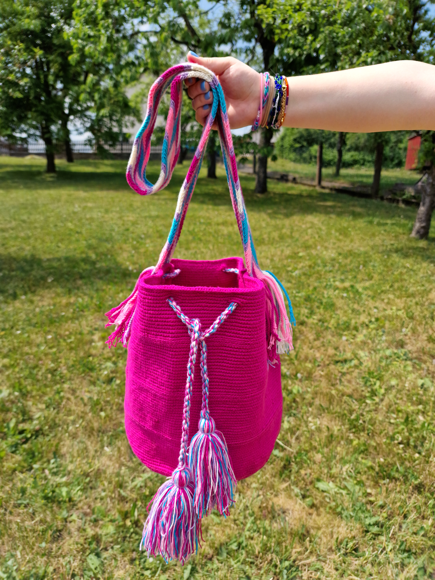 Mochila Wayuu Tasche Unicolor - Handgemachte farbenfrohe Tasche-Umhängetasche
