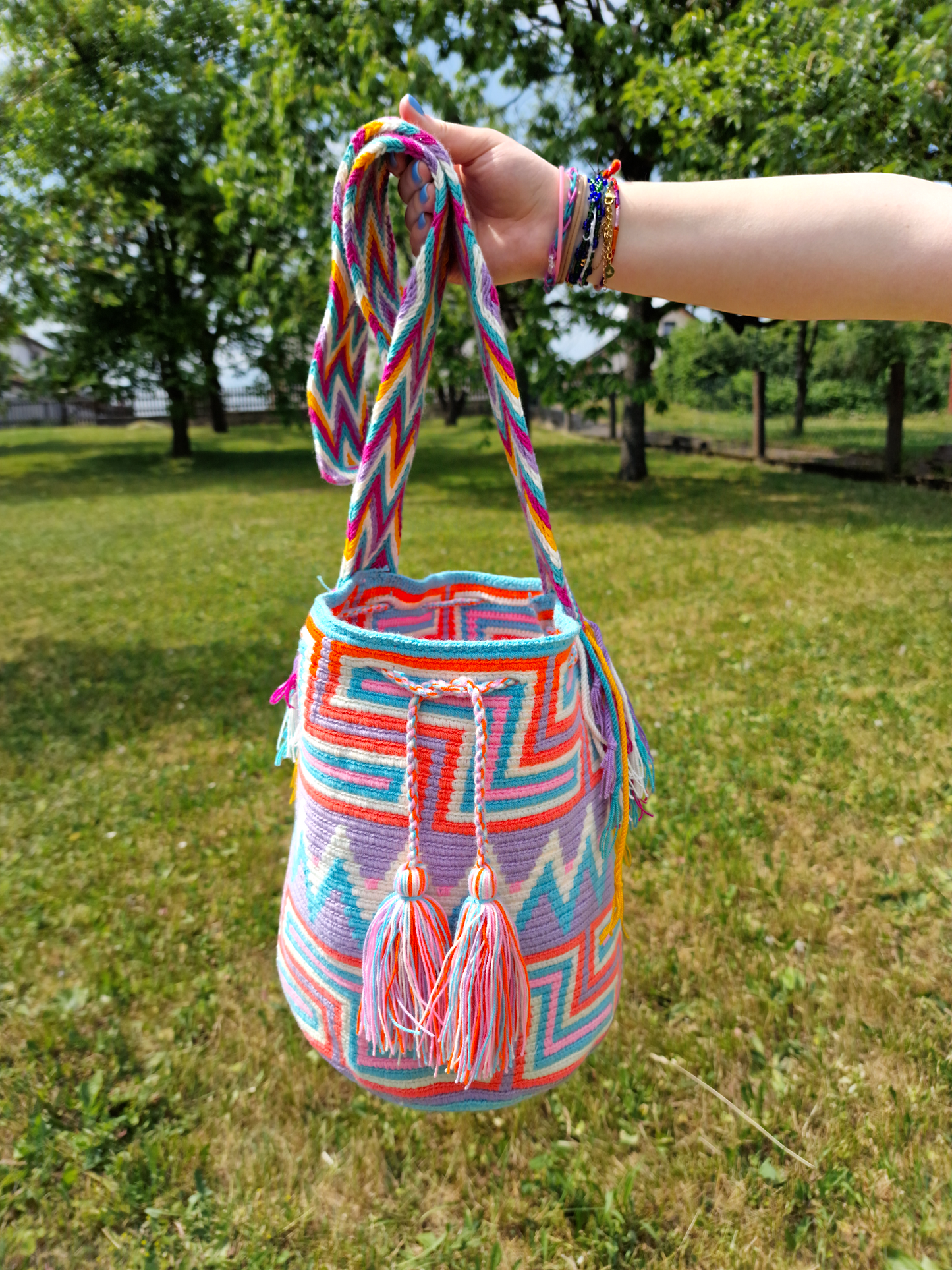 Mochila Wayuu Tasche Multicolor - Handgemachte farbenfrohe Tasche-Umhängetasche