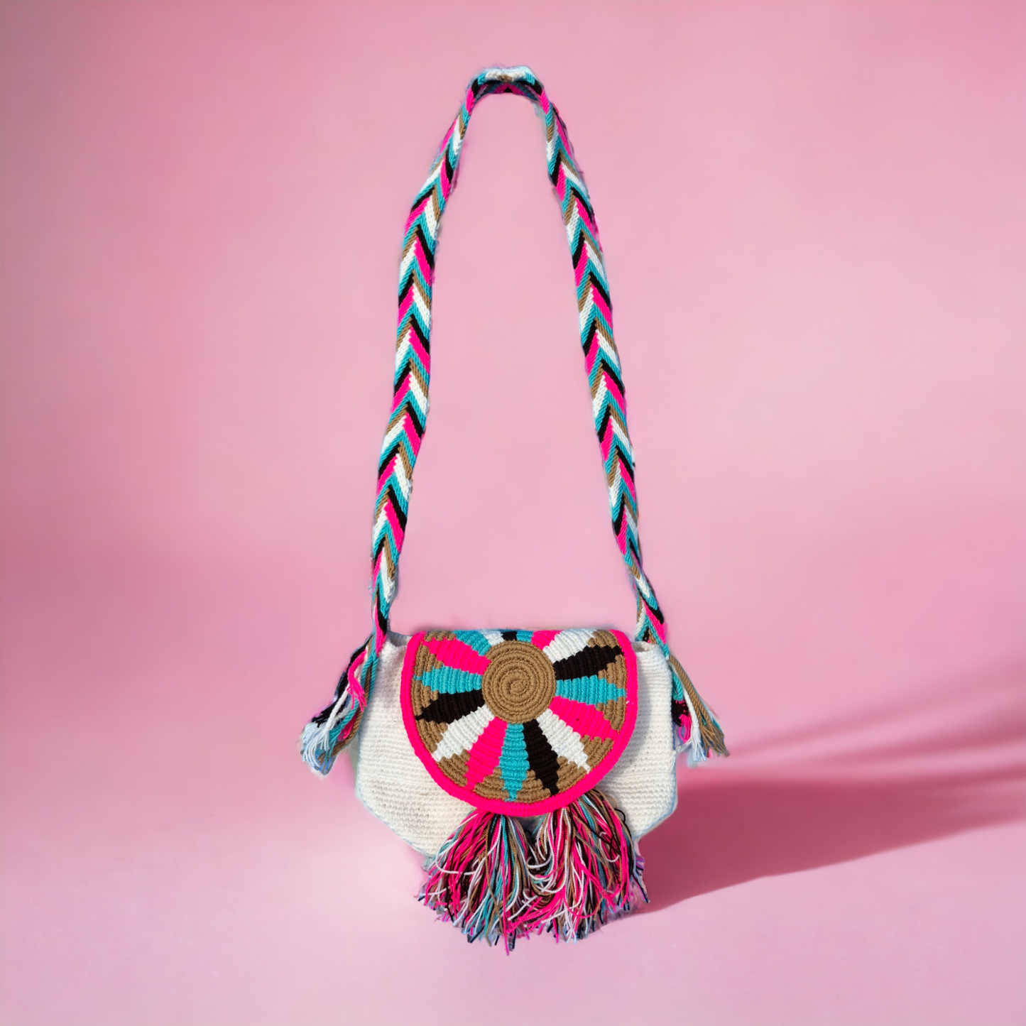 Mochila Wayuu Tasche Unicolor - Handgemachte farbenfrohe Tasche-Umhängetasche