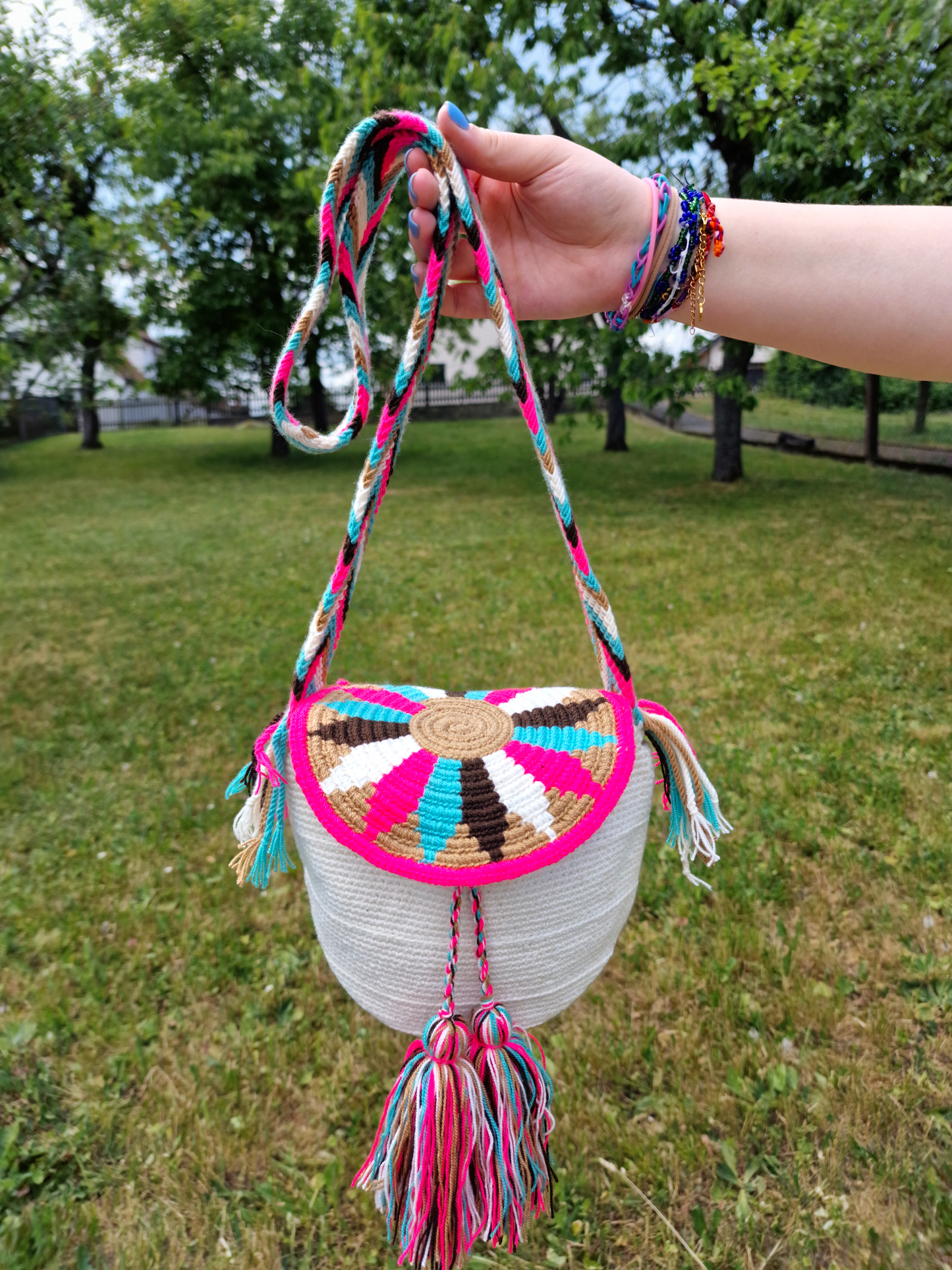 Mochila Wayuu Tasche Unicolor - Handgemachte farbenfrohe Tasche-Umhängetasche