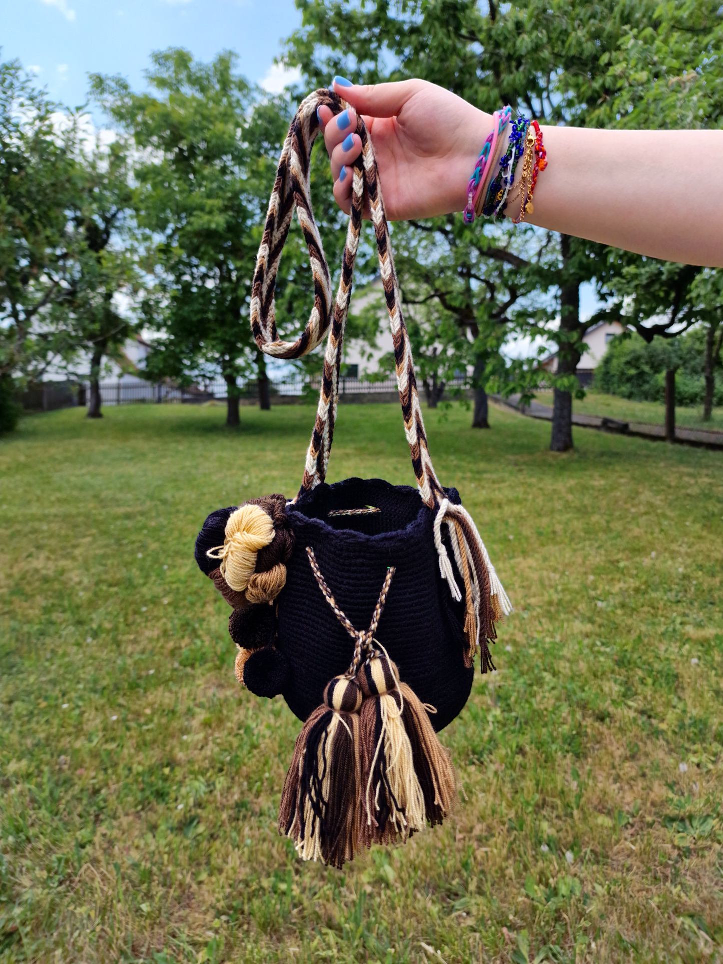 Mochila Wayuu Tasche Unicolor - Handgemachte farbenfrohe Tasche-Umhängetasche