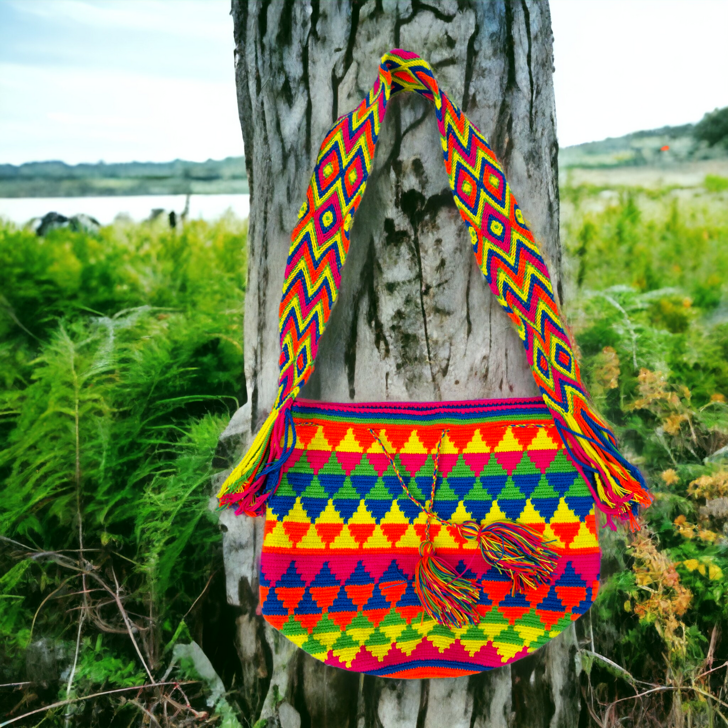 Mochila Wayuu Tasche Multicolor - Handgemachte farbenfrohe Tasche-Umhängetasche