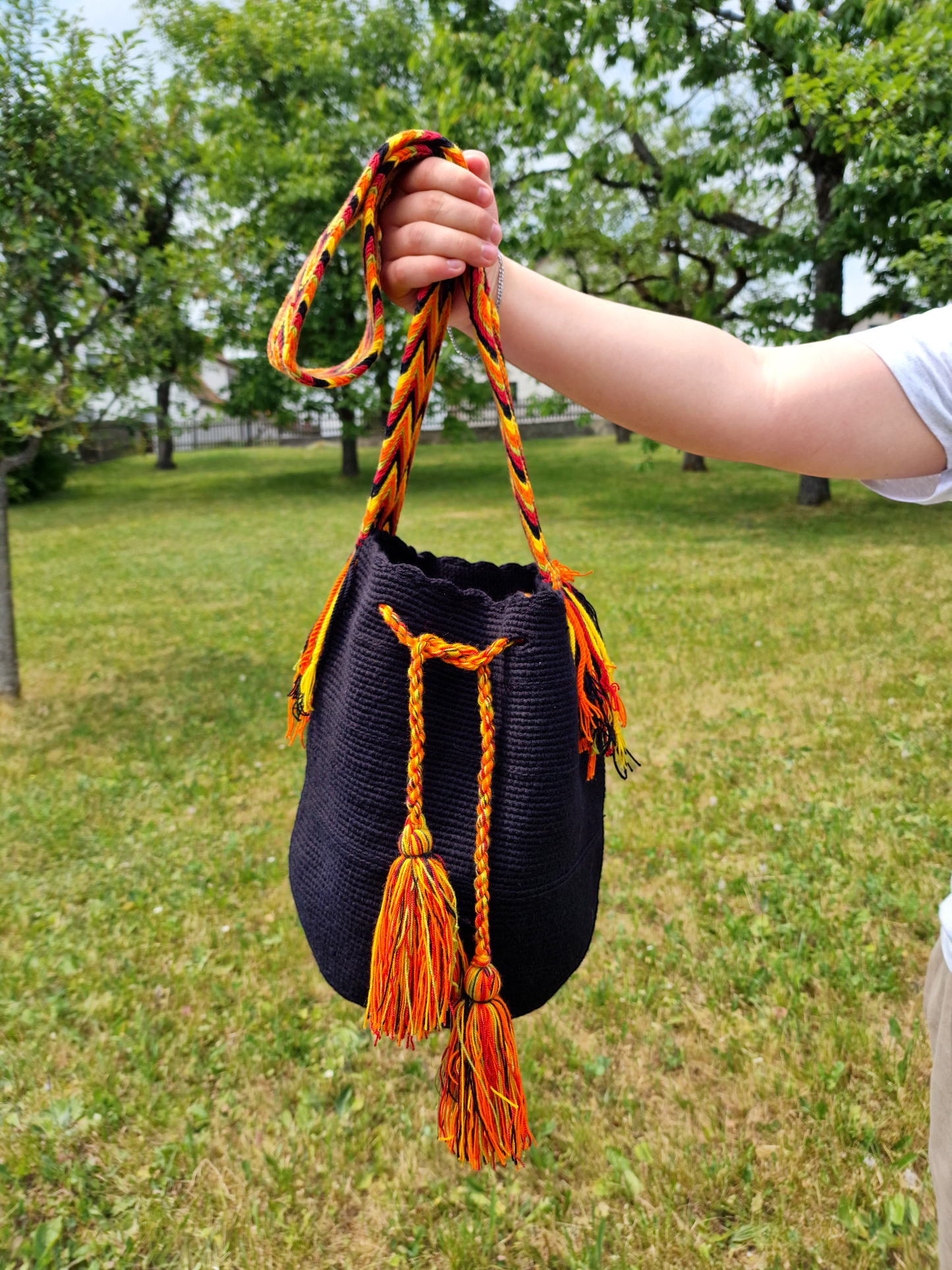 Mochila Wayuu Tasche Unicolor - Handgemachte farbenfrohe Tasche-Umhängetasche.