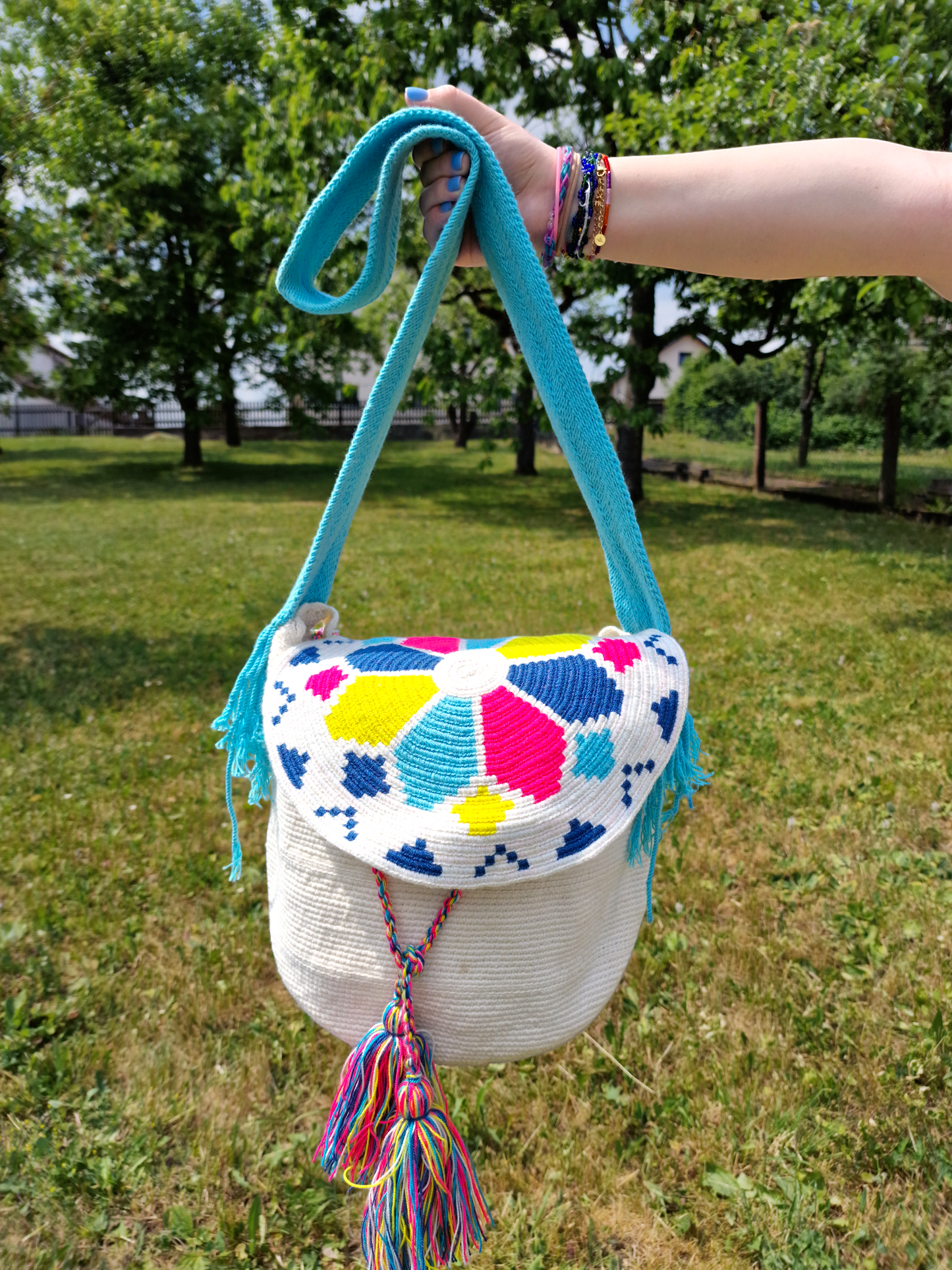 Mochila Wayuu Tasche Unicolor - Handgemachte farbenfrohe Tasche-Umhängetasche